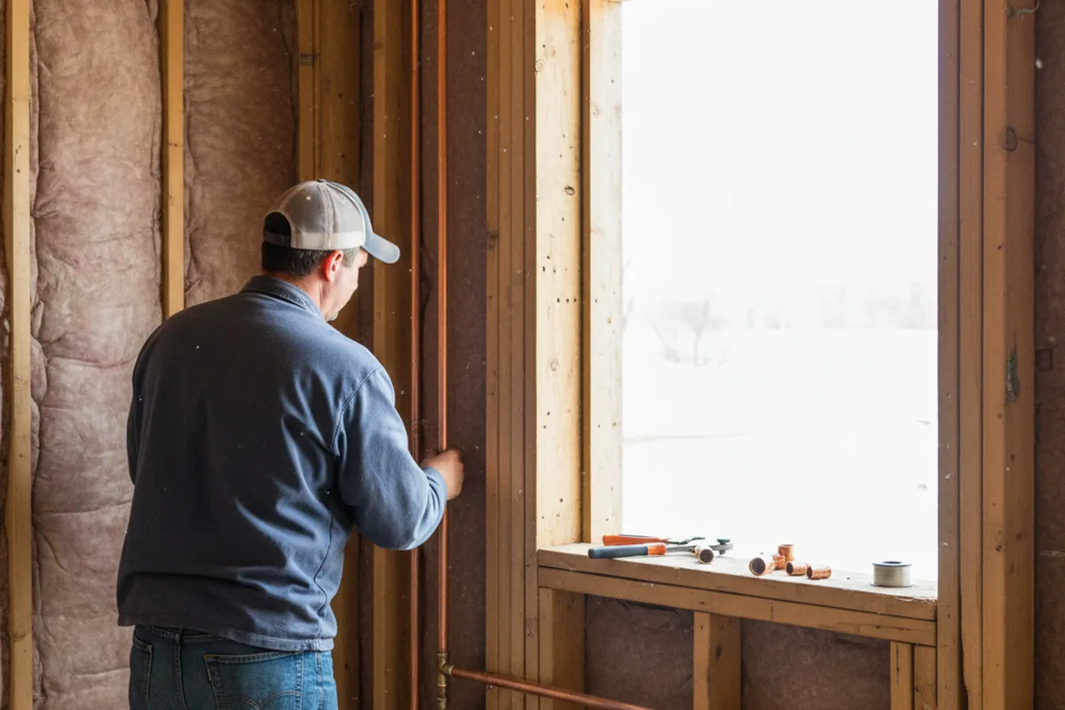 Licensed plumber running new copper supply lines in a Land O'Lakes home